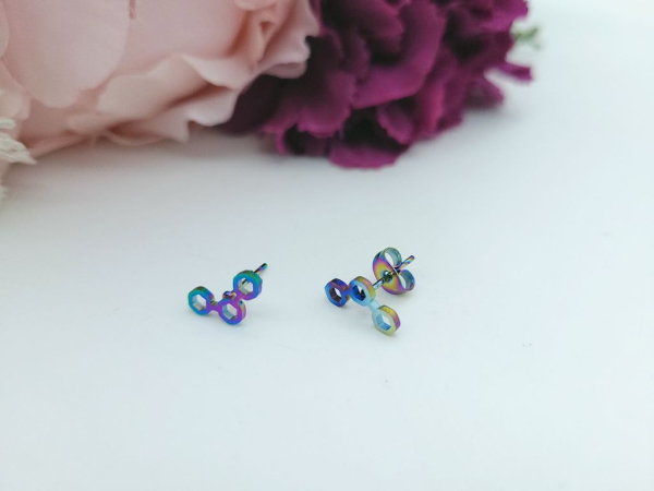 Hexagon Edelstahl Ohrstecker